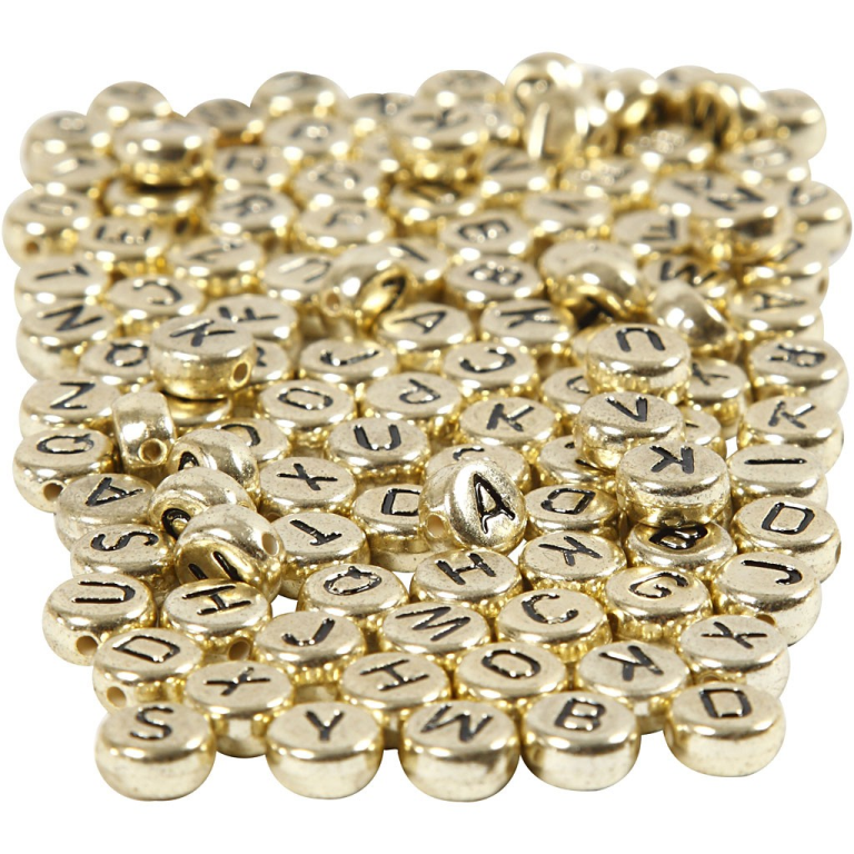 CC Kunststoff Buchstabenperlen 7 mm Gold 200 Stück