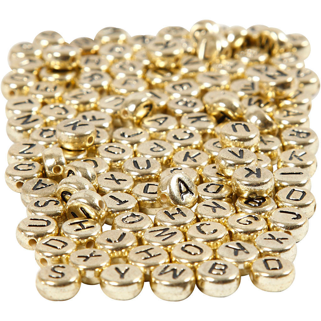 CC Buchstabenperlen D 7 mm, 1 mm, Gold
