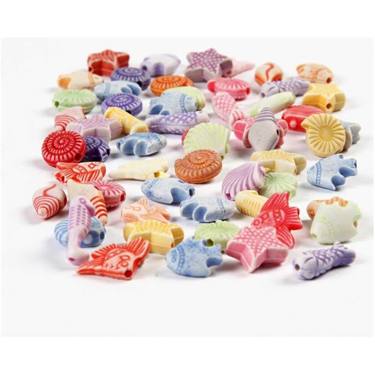 CC Plastic Beads Sea Animals 9-12 mm Multi 380 pieces