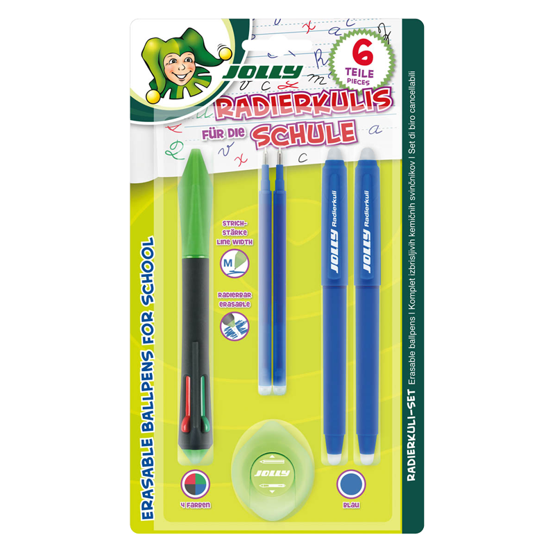 Jolly Löschbarer 4-Farb Kugelschreiber Set 6-teilig