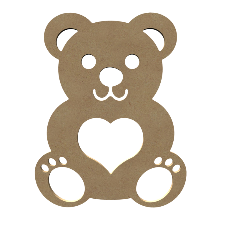 MDF Figuur Beer met Hart 26 cm