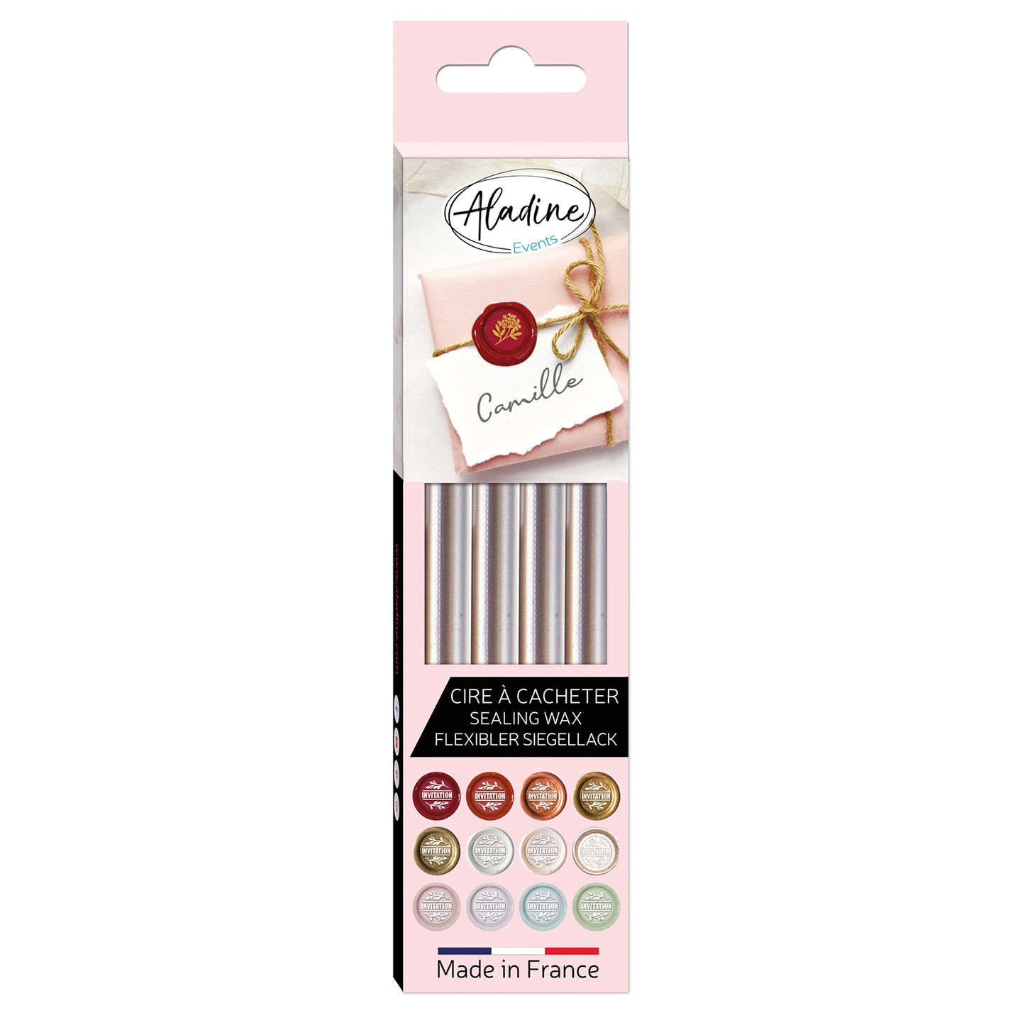 Aladine Sealing Wax Sticks Set 4 pieces Silver