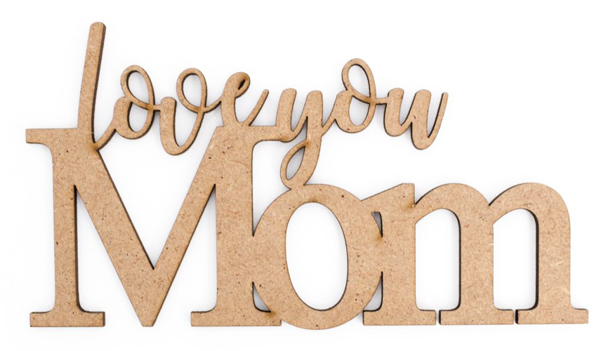 MDF Woorden Love You Mom 15x8 cm 3 stuks