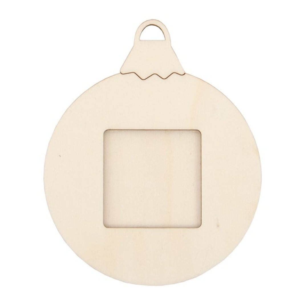Wooden Photo Christmas Ball 9x11 cm 6 pieces