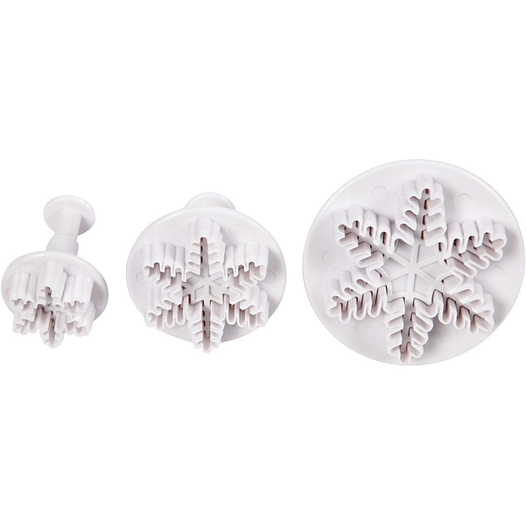 CC Uitsteekvormen met Stempel 3,2-6,5 cm Sneeuwvlokken 3 stuks