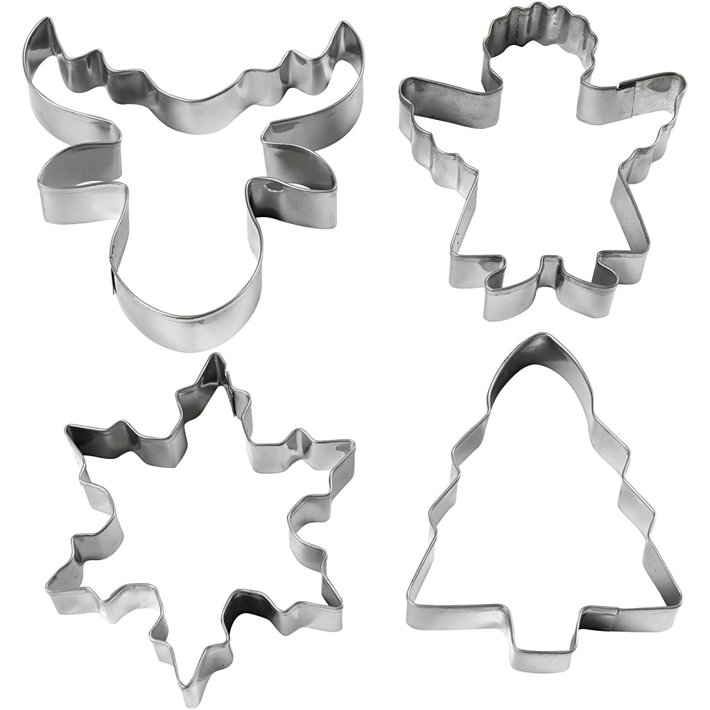 CC Cookie cutters Christmas tree, Angel, Reindeer, Snowflake, H: 8 cm