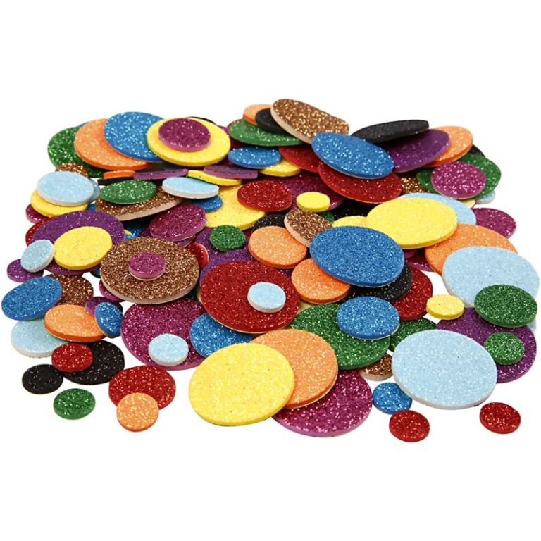 CC EVA Foam Cirkels Glitter Multigekleurd 12-32mm 150 stuks