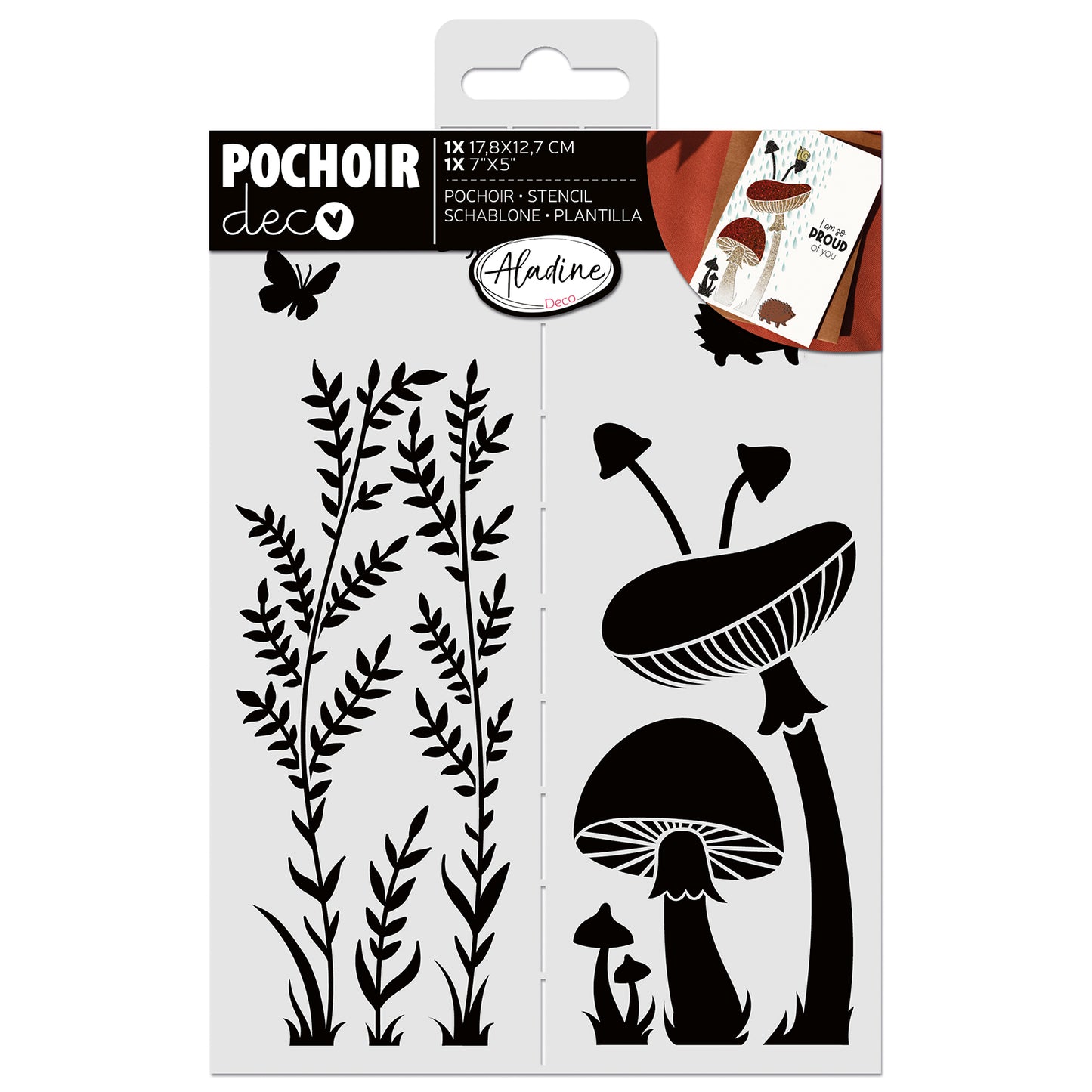 Aladine Stencil Herb Mushroom 18 x 13 cm