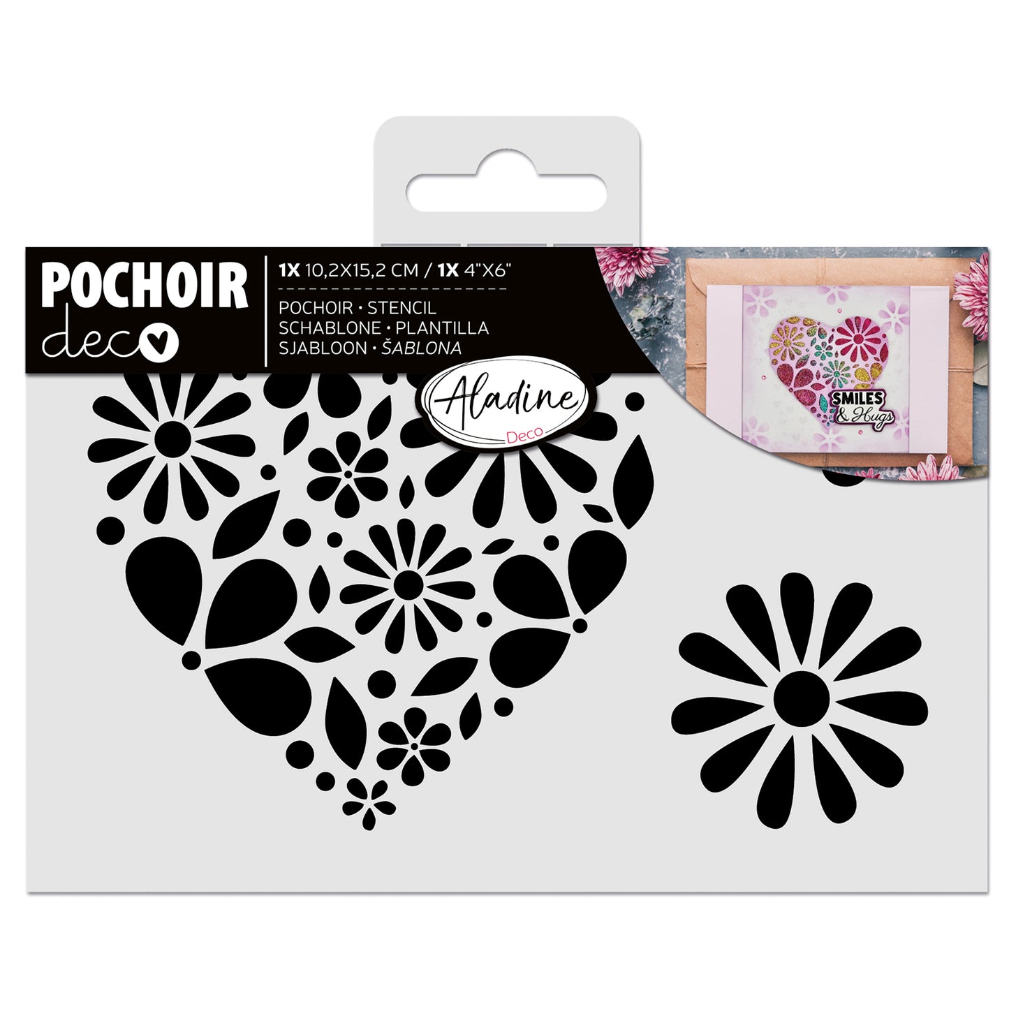 Aladine Stencil Hart Van Bloemen 10 x 15 cm