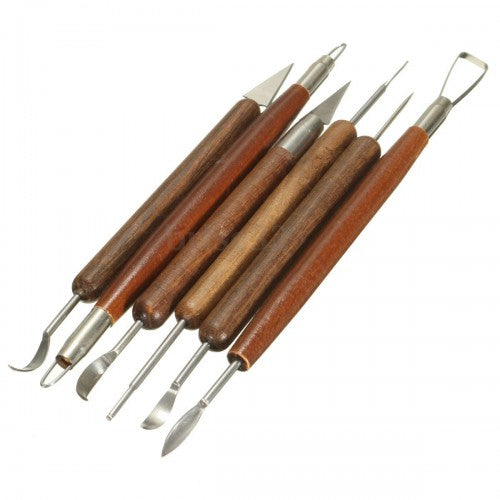 Gereedschap Boetseer Spatels Set 6x Hout/Metaal - Boetseerklei