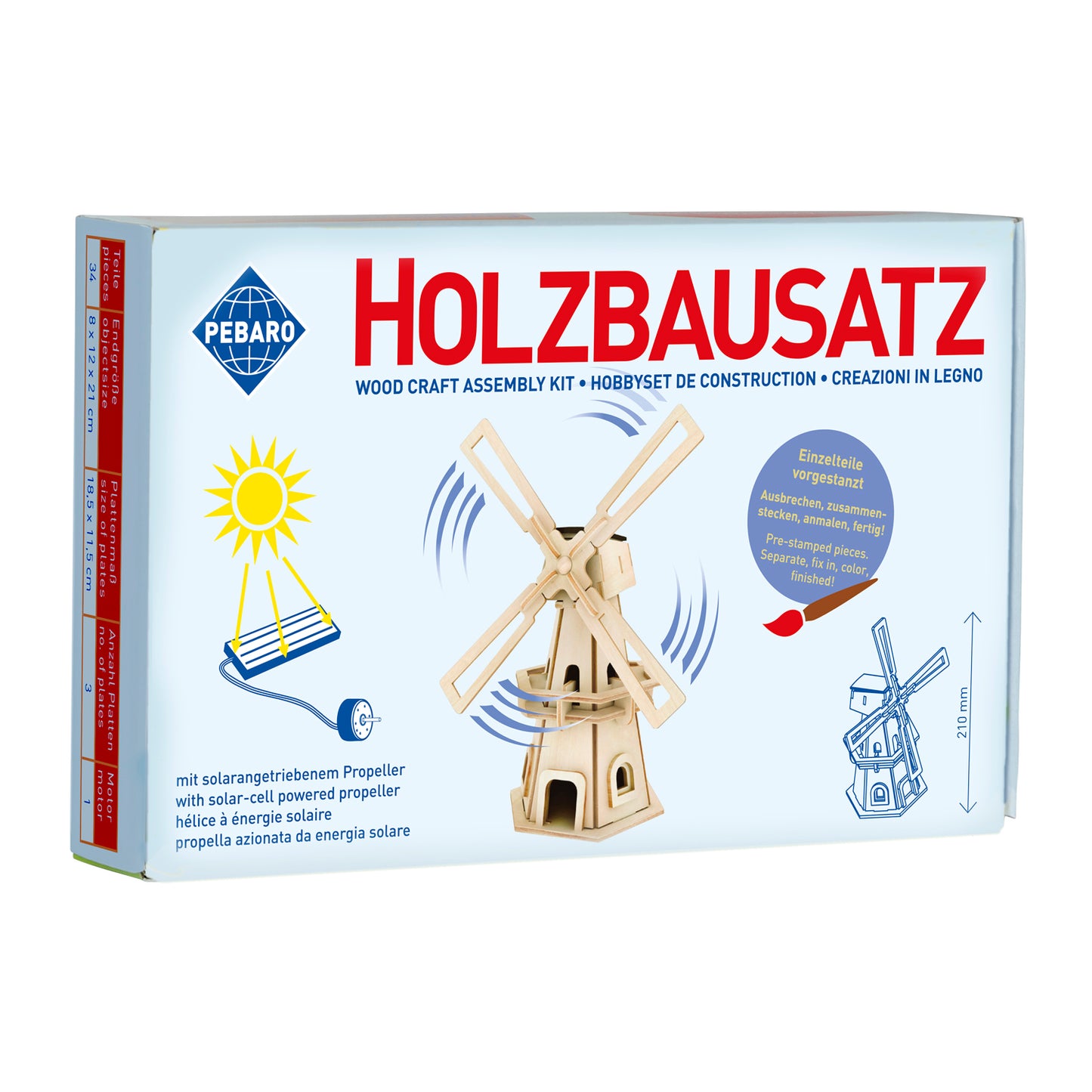 Pebaro Houten Bouwset Solar Molen
