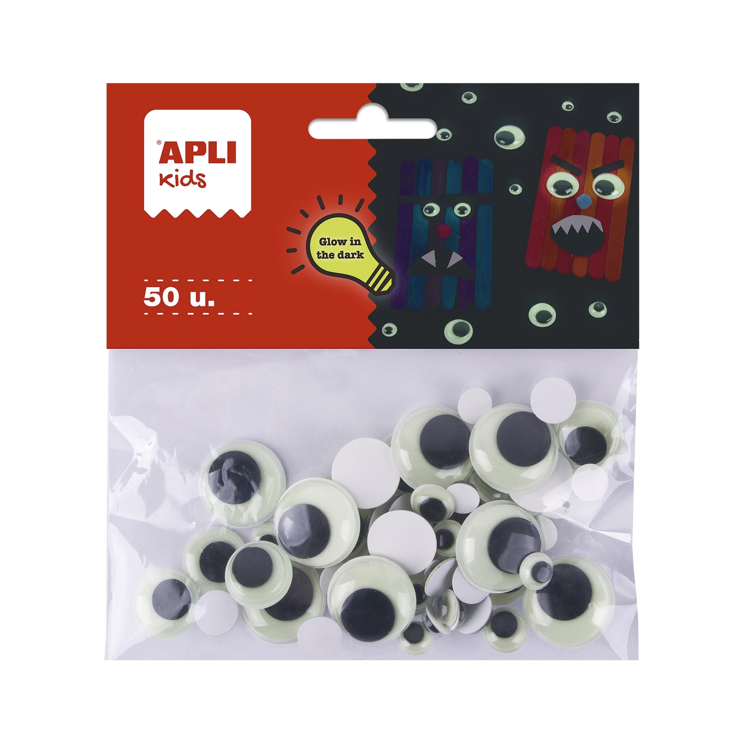 Apli  Beweegbare Ogen Glow In The Dark - 50 stuk