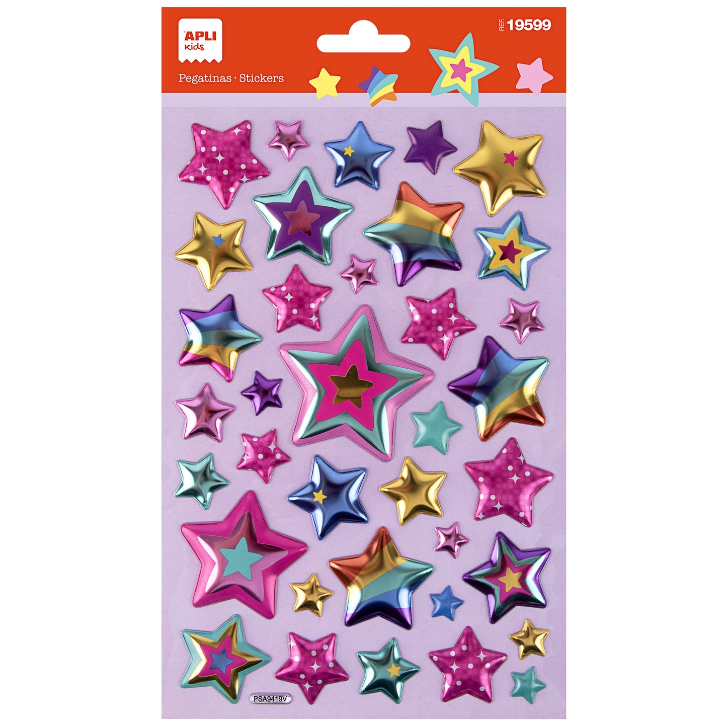 Apli Colorful Star Stickers 37 pieces