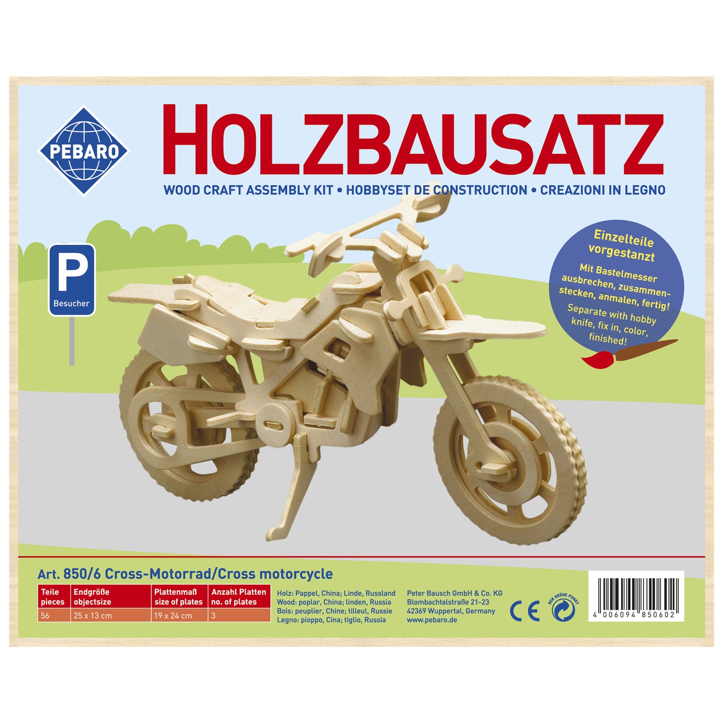 Pebaro Holzbausatz Motorcrossfahrer