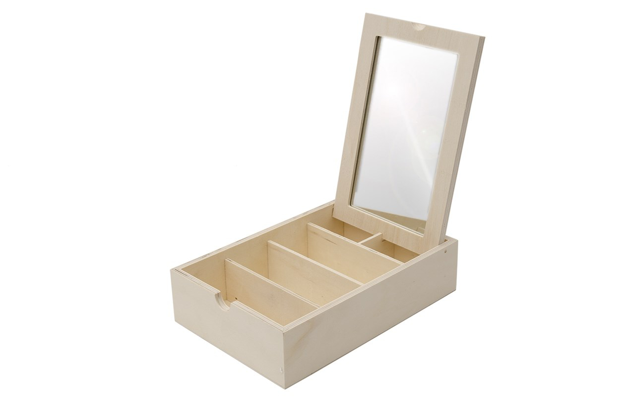 Holzdose mit Spiegel 17x25x6 cm