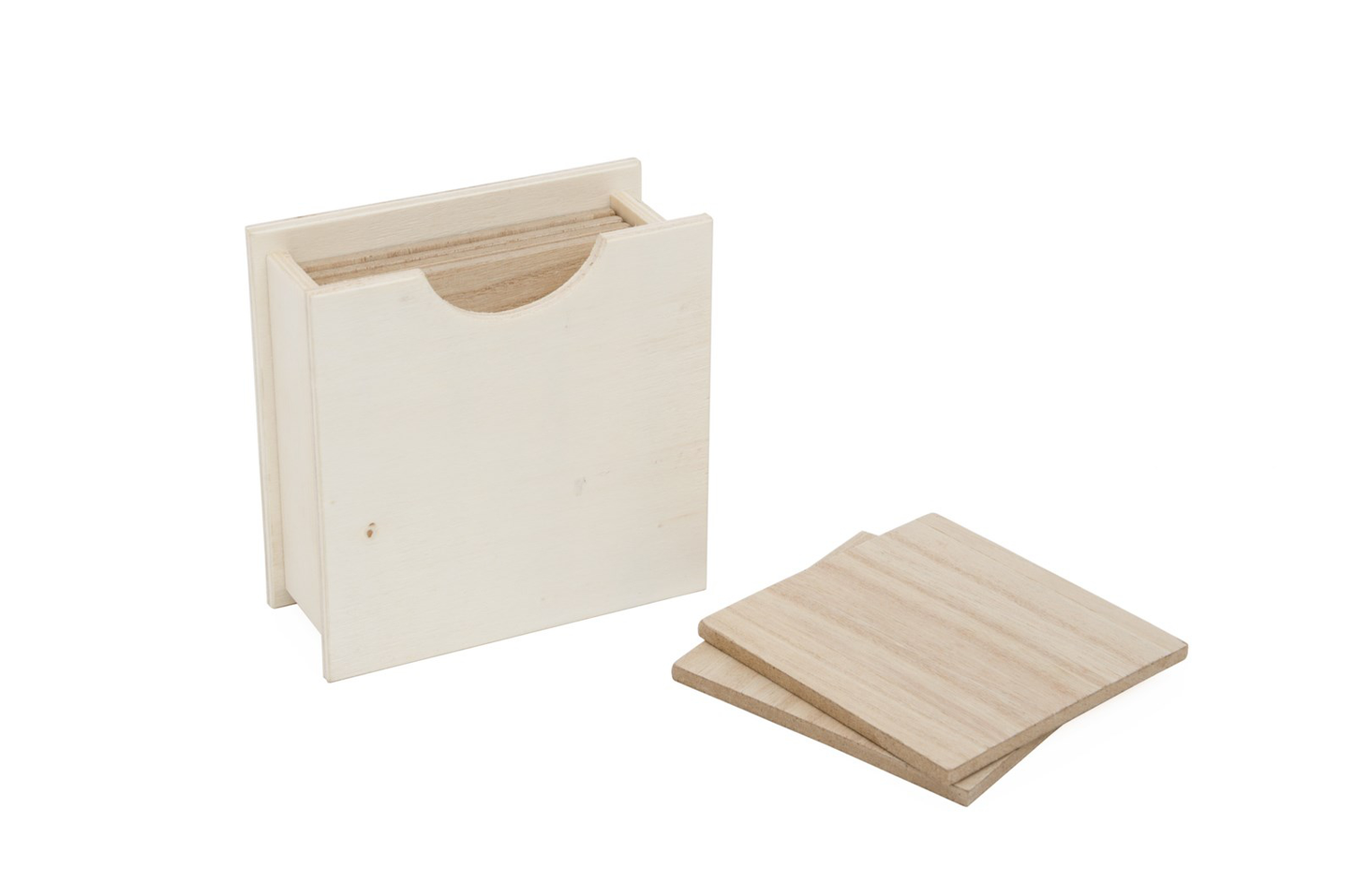 Wooden Square Coasters Set 11x11x4.5 cm 6 pieces