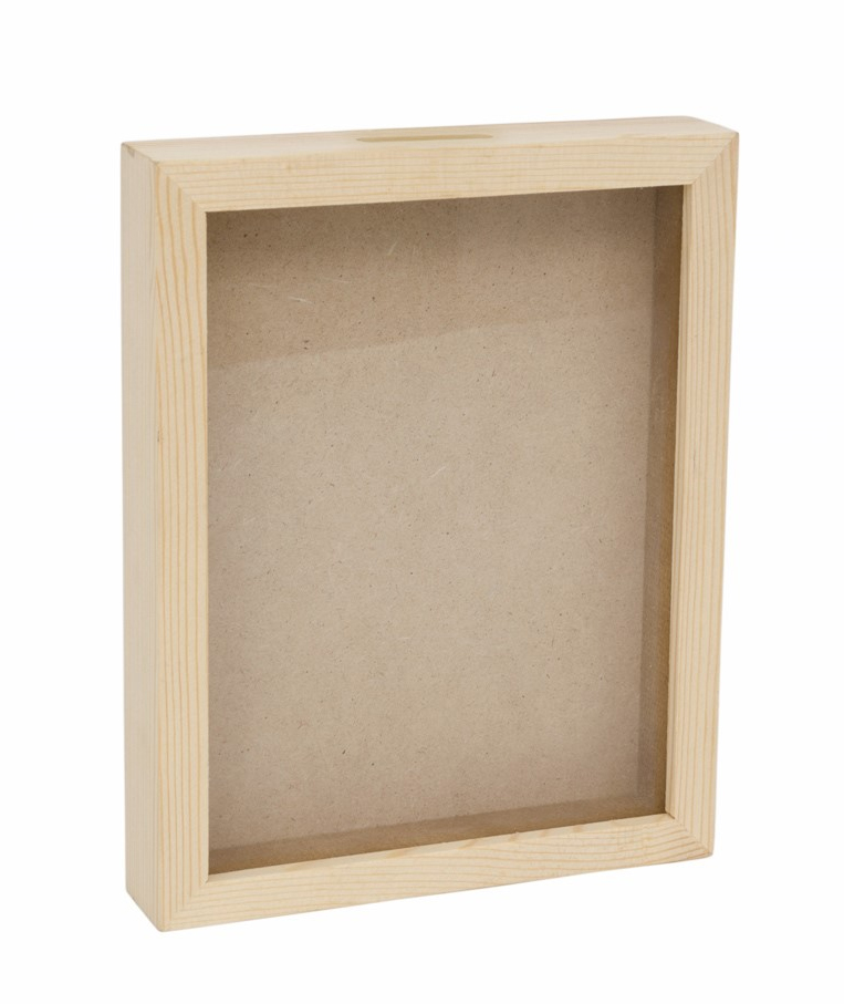 Spardose aus Holz 19,8x15x4 cm