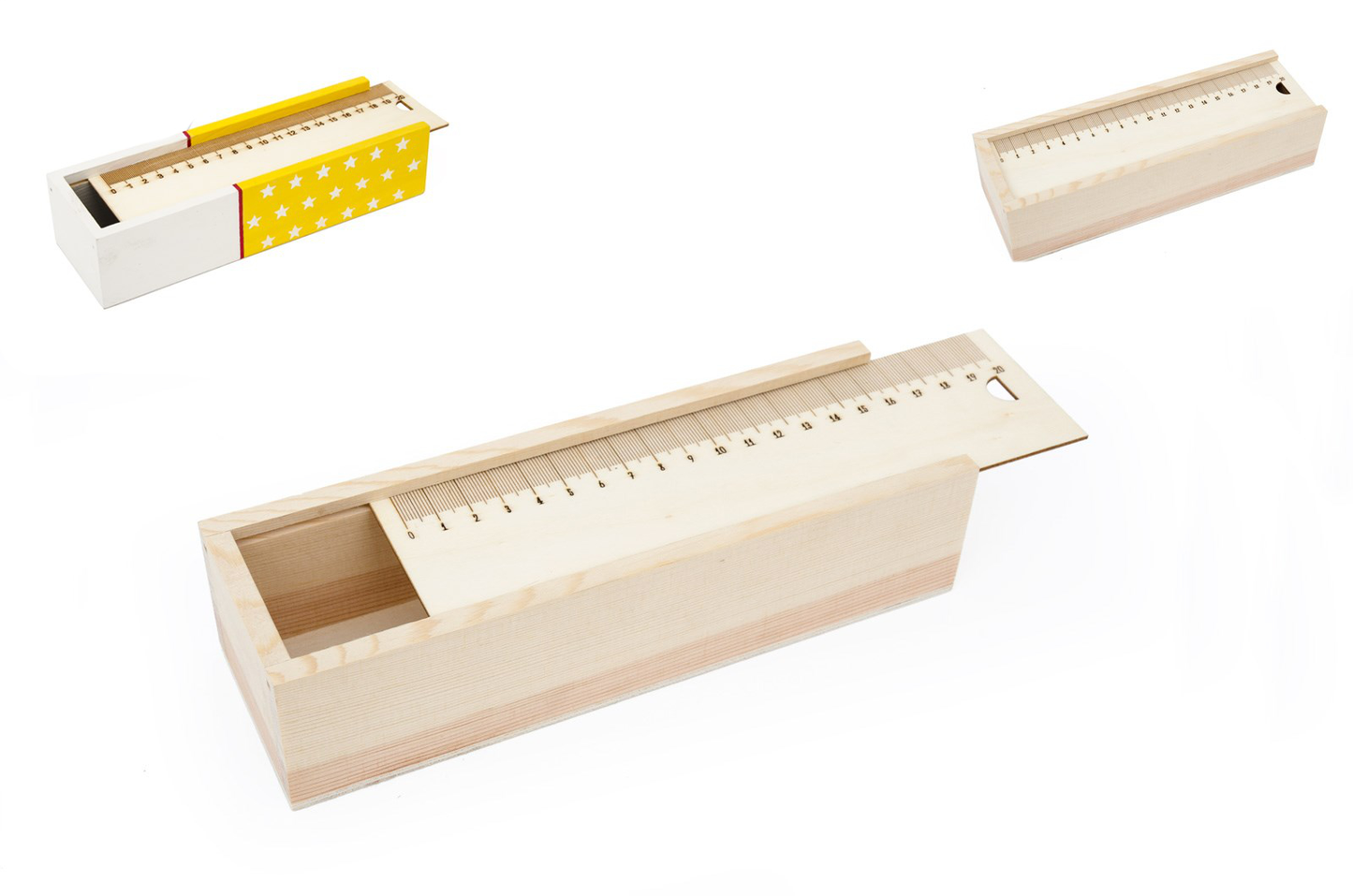 Wooden Pencil Case with Ruler Lid 22x7x5.2 cm