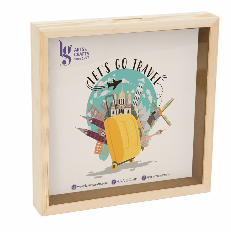 Houten Spaarpot Lijst 25x25x4 cm