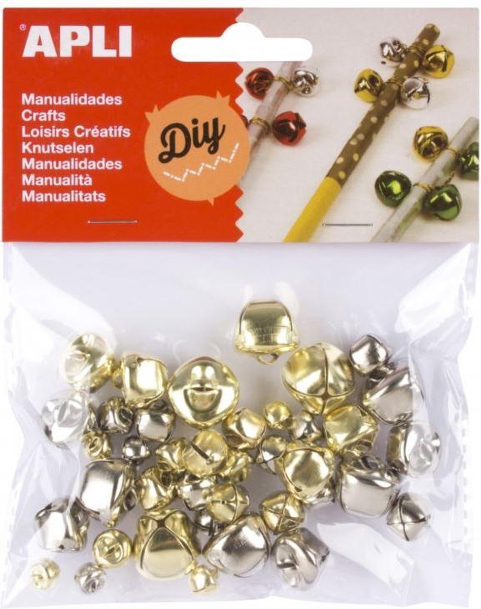 Apli Bells - Various sizes - Gold and silver colored - 40 pieces