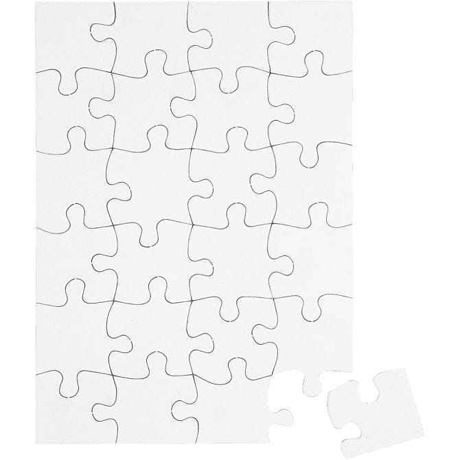 CC Kartonnen Puzzel 15x21 cm Wit 16 stuks