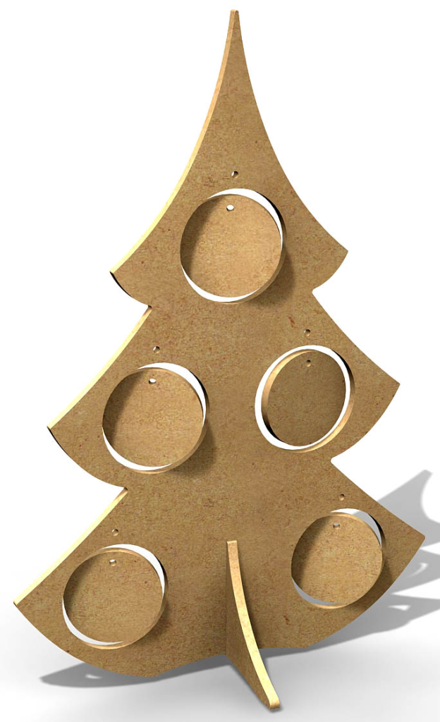 Gomille MDF Figuur Kerstboom met Ballen 38x26 cm