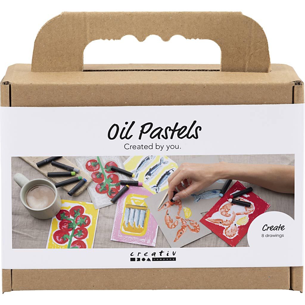 CC Mini Hobby Set Oil Pastels Seafood, Grey, White paper