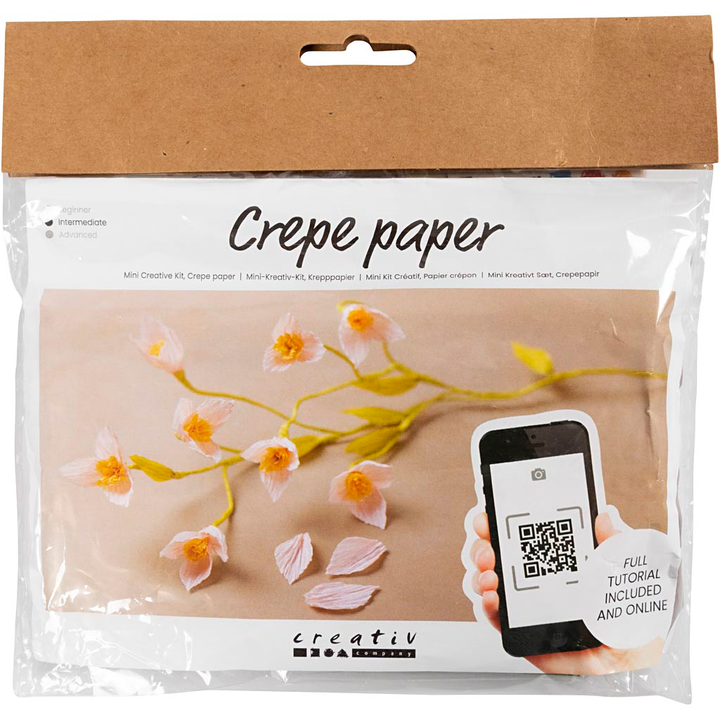 CC Kreatives Mini-Bastelset Krepppapierblumen Kirschzweig
