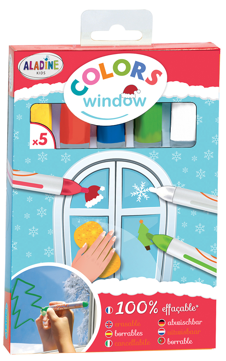 Aladine Kids Raamstiften Set 5 stuks Kerst