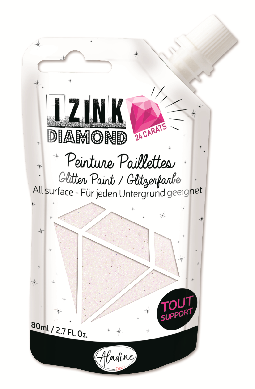 Aladine Izink Diamond Glitzerfarbe 24 Karat 80 ml Perlmutt