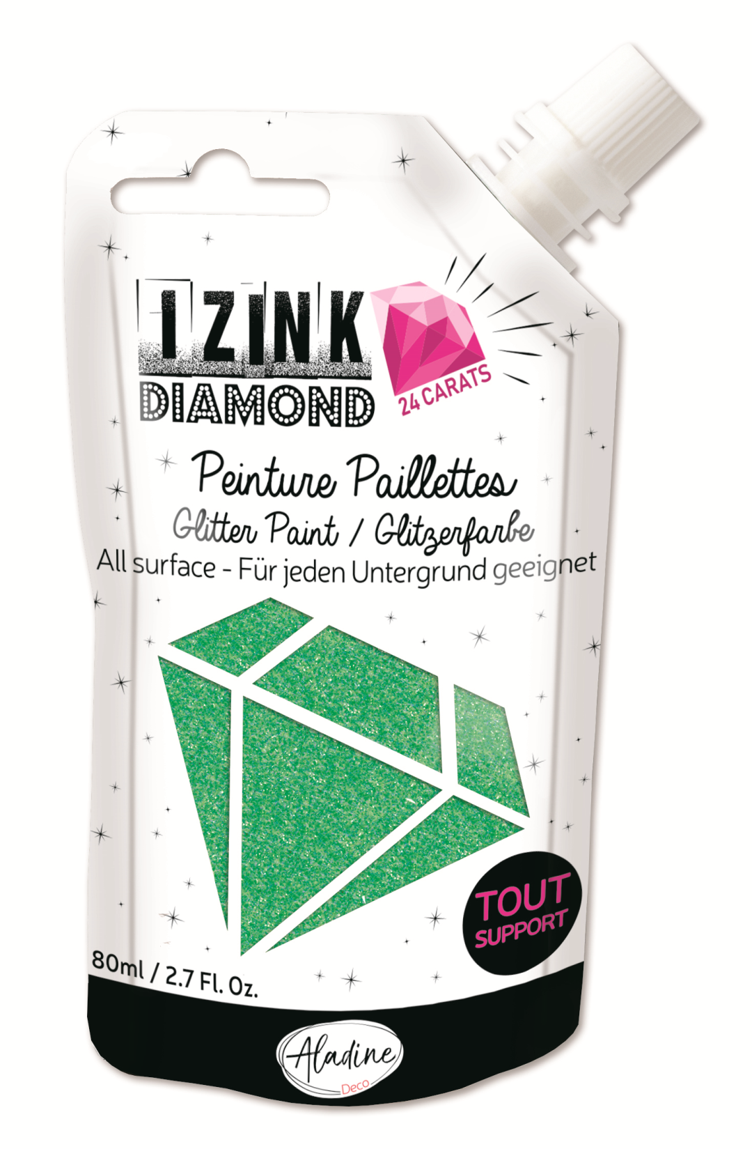 Aladine Izink Diamond Glitterverf 24 Karaat 80 ml Pastel Groen