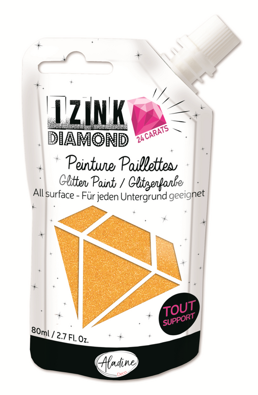 Aladine Izink Diamond Glitterverf 24 Karaat 80 ml Oranje