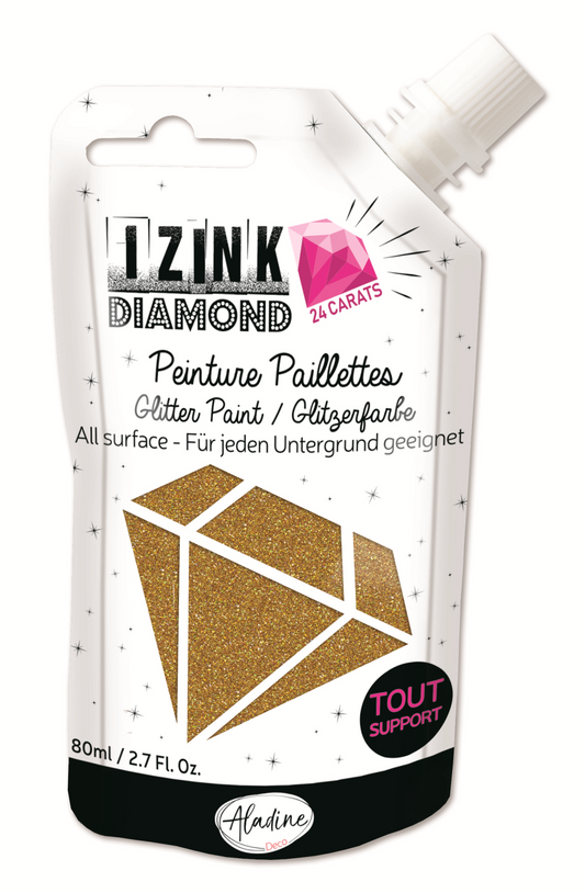 Aladine Izink Diamond Glitterverf 24 Karaat 80 ml Goud