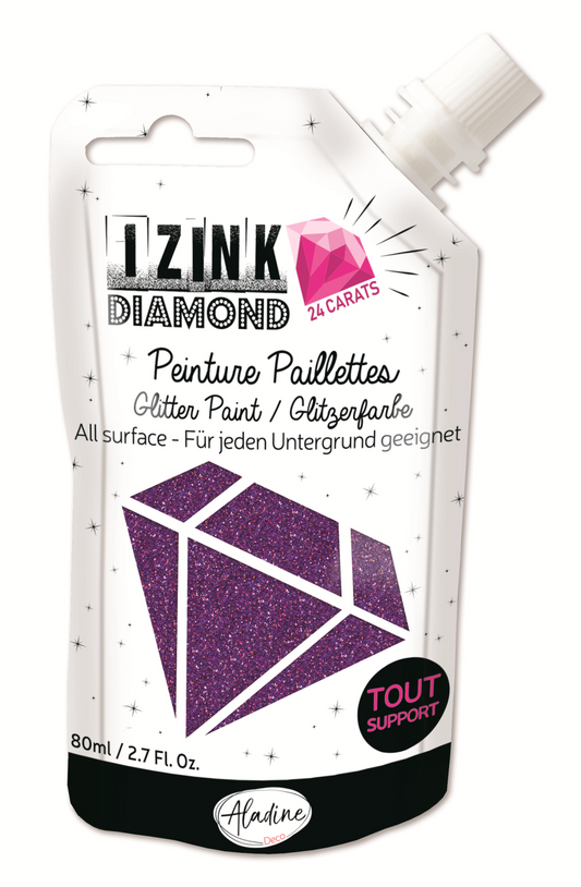 Aladine Izink Diamond Glitterverf 24 Karaat 80 ml Paars