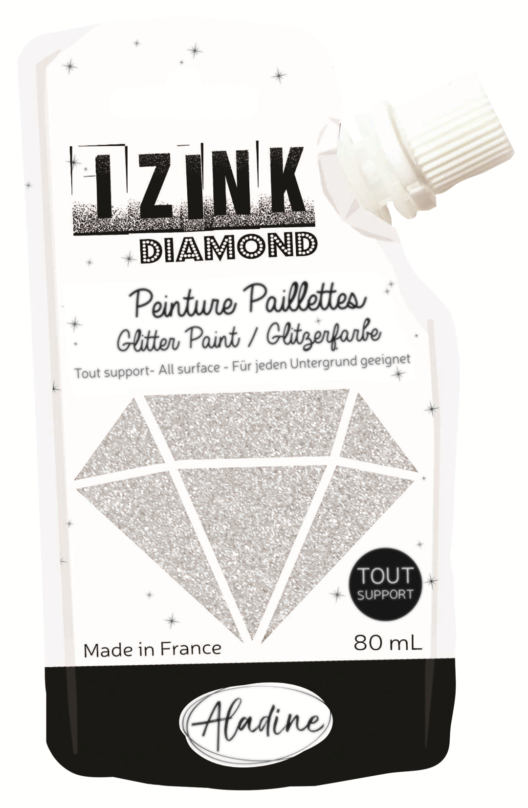 Aladine Izink Diamond Glitterverf 80 ml Zilver