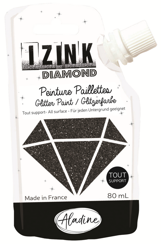 Aladine Izink Diamond Glitterverf 80 ml Zwart