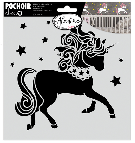 Aladine Stencil 20x20 cm Unicorn