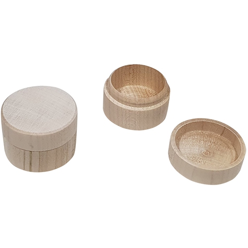 Wooden Round Jewellery Box 4 cm