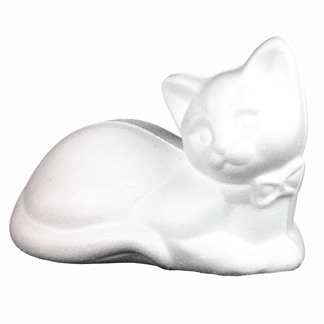 Styropor Liegende Katze 13x8x9 cm
