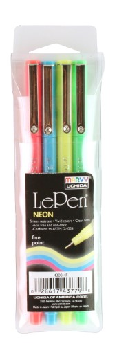 Le Pen Fineliner Set Neon 0,3mm 4 stuks