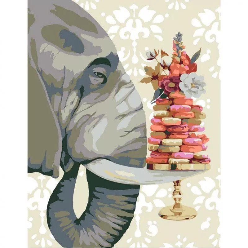 Rosa Paint by Numbers Elephant with Cookies 35x45 cm