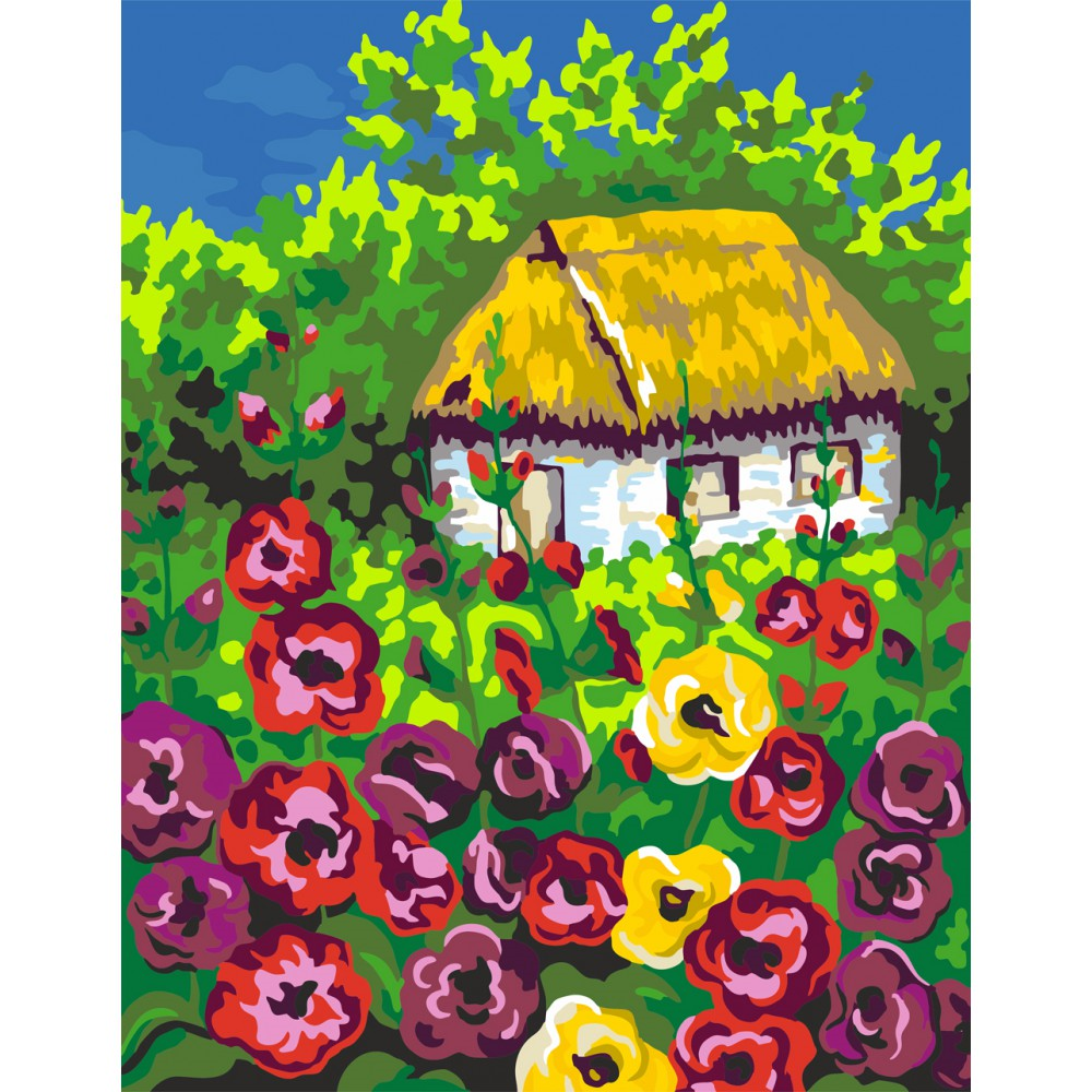 Rosa Start Schilderen op Nummer Hut in het Bloemenveld 35x45 cm