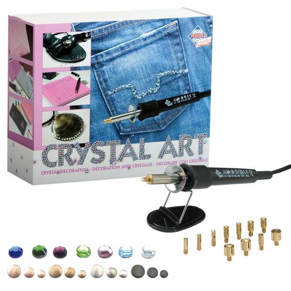 Pebaro Crystal Art Set with 12 Attachments and Rhinestones and Rivets