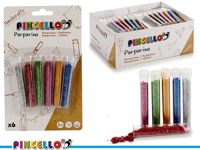 Pincello Glitzer-Set Tuben Mehrfarbig 6x3gr