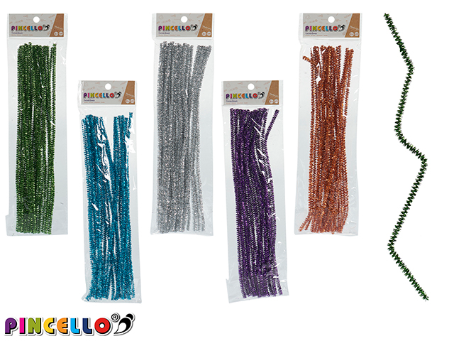 Pincello Metallic Chenille Wire Set 6 Colors, 40 pieces per color