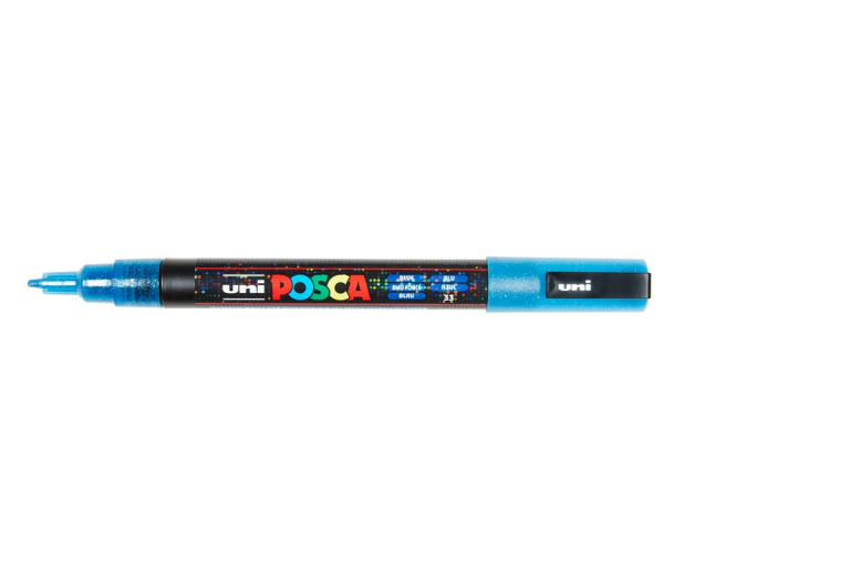 Uni Posca Verfmarker 3M Glitter Donkerblauw