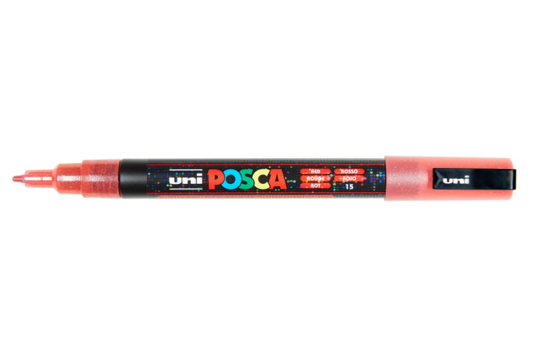 Uni Posca Lackmarker 3M Glitzer Rot