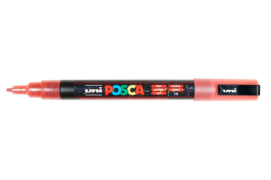 Uni Posca Verfmarker 3M Glitter Rood