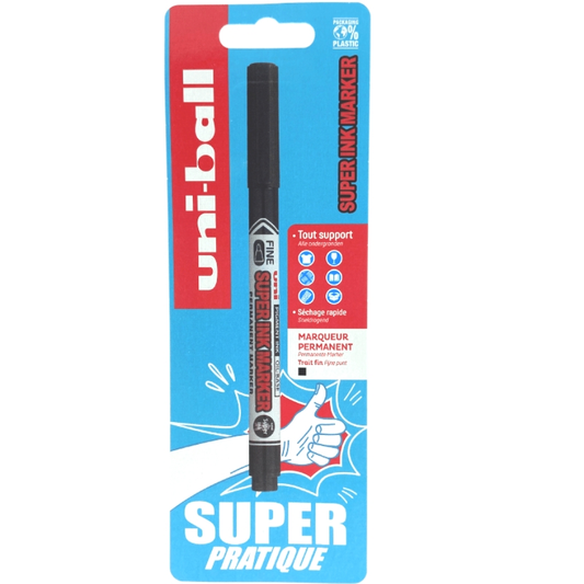 Uni-Ball Super Ink Marker Zwart 0,9 mm Blister