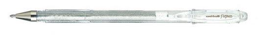 Uni Signo Gelpen Glitter Zilver 1 mm